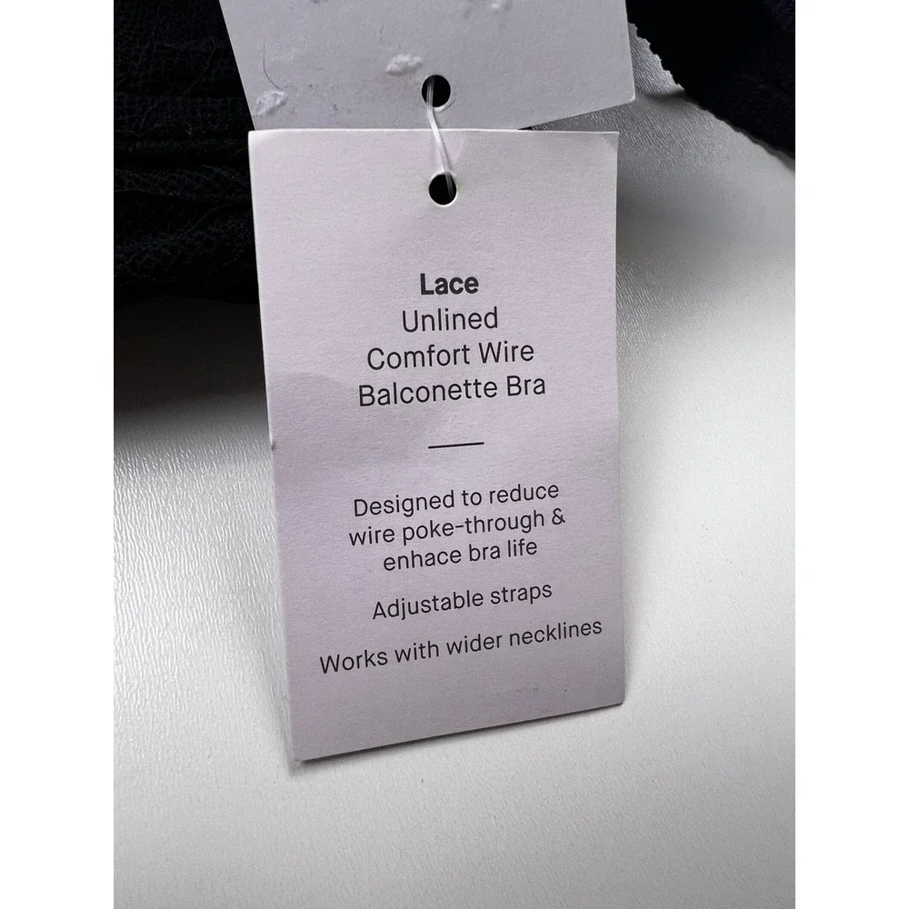 Target Lace Comfort Wire Balconette Bra Black 44D Unlined Full‎ Coverage NWT - Picture 10 of 10